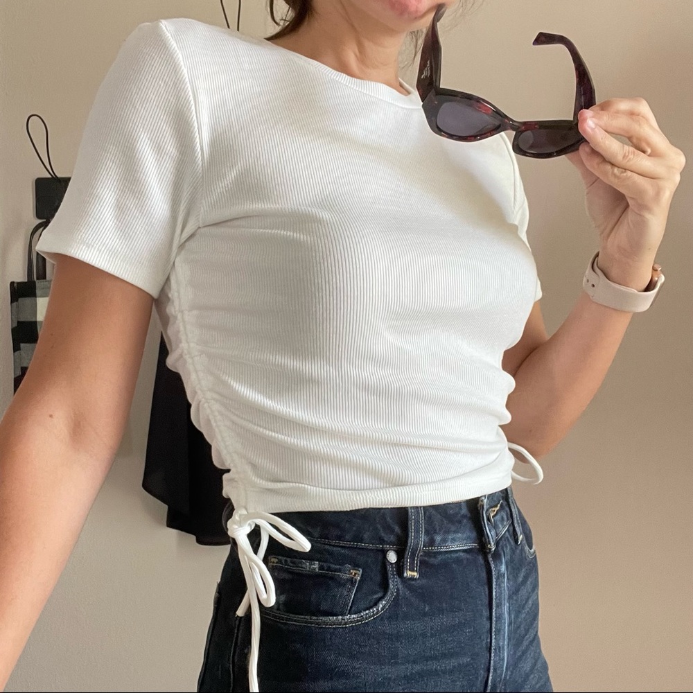 💛Zara White Tie Top